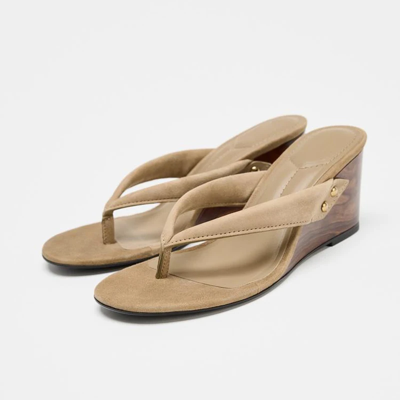 

Summer New Women's Shoes Fashion Wedge Heel Slippers for Woman Exquisite Handmade Flip Flops Luxury Designer Shoes Zapatos Mujer