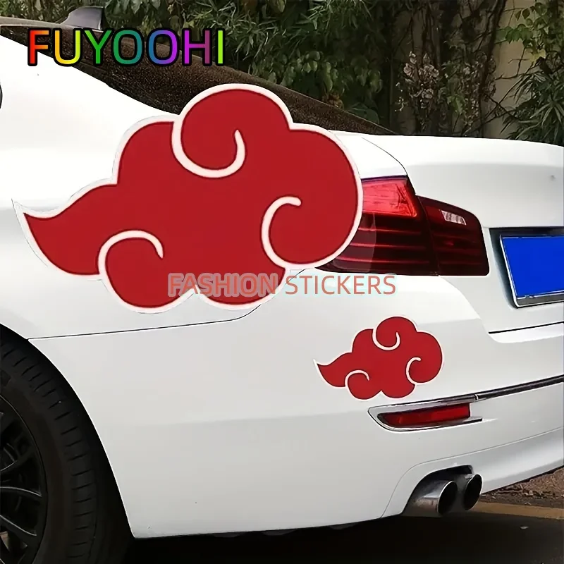 شارات FUYOOHI Red Cloud: ملصقات مقاومة للماء والخدش للدراجات النارية والسيارة والشاحنة والإكسسوارات - رمز الحظ الجيد