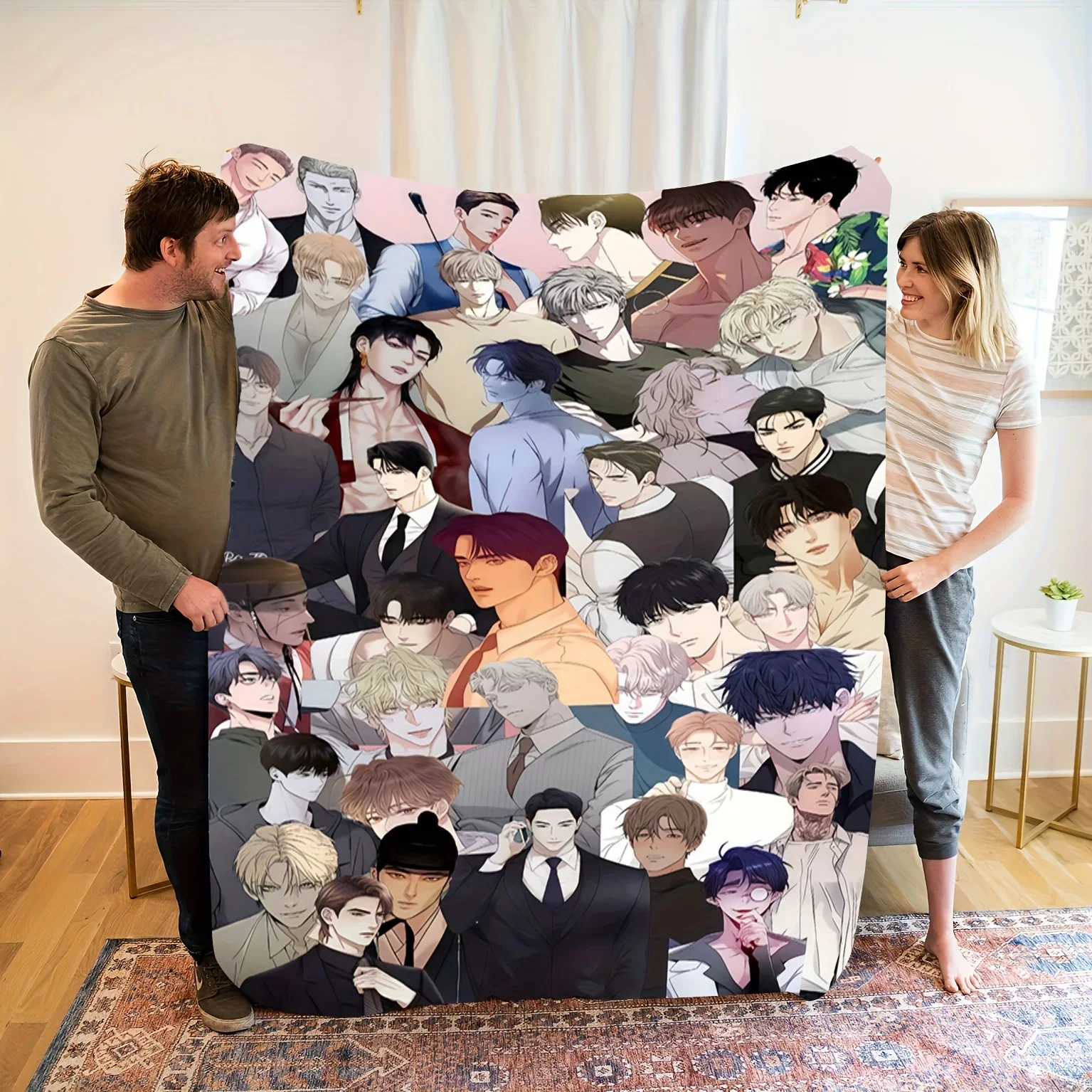 Stilvolle Flanell-Überwurfdecke mit Anime-Idol-Charakter, weich, warm, modisches All-Season-Geschenk für Heimtextilien-Enthusiasten