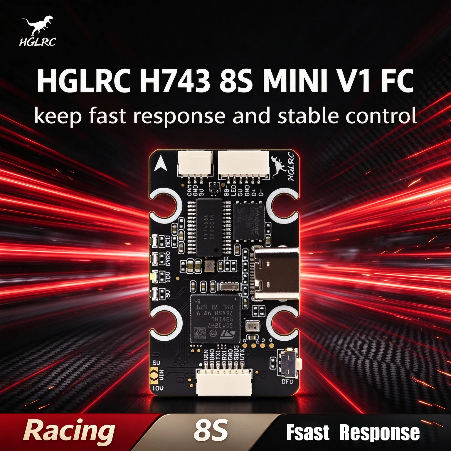 HGLRC H743 8S MINI V1 FPV 60A 4IN1 6S ESC FC MINI Flight Control 8bit Dual-BEC Modular Gyro 20x20mm DIY FPV Drone Boy Gift
