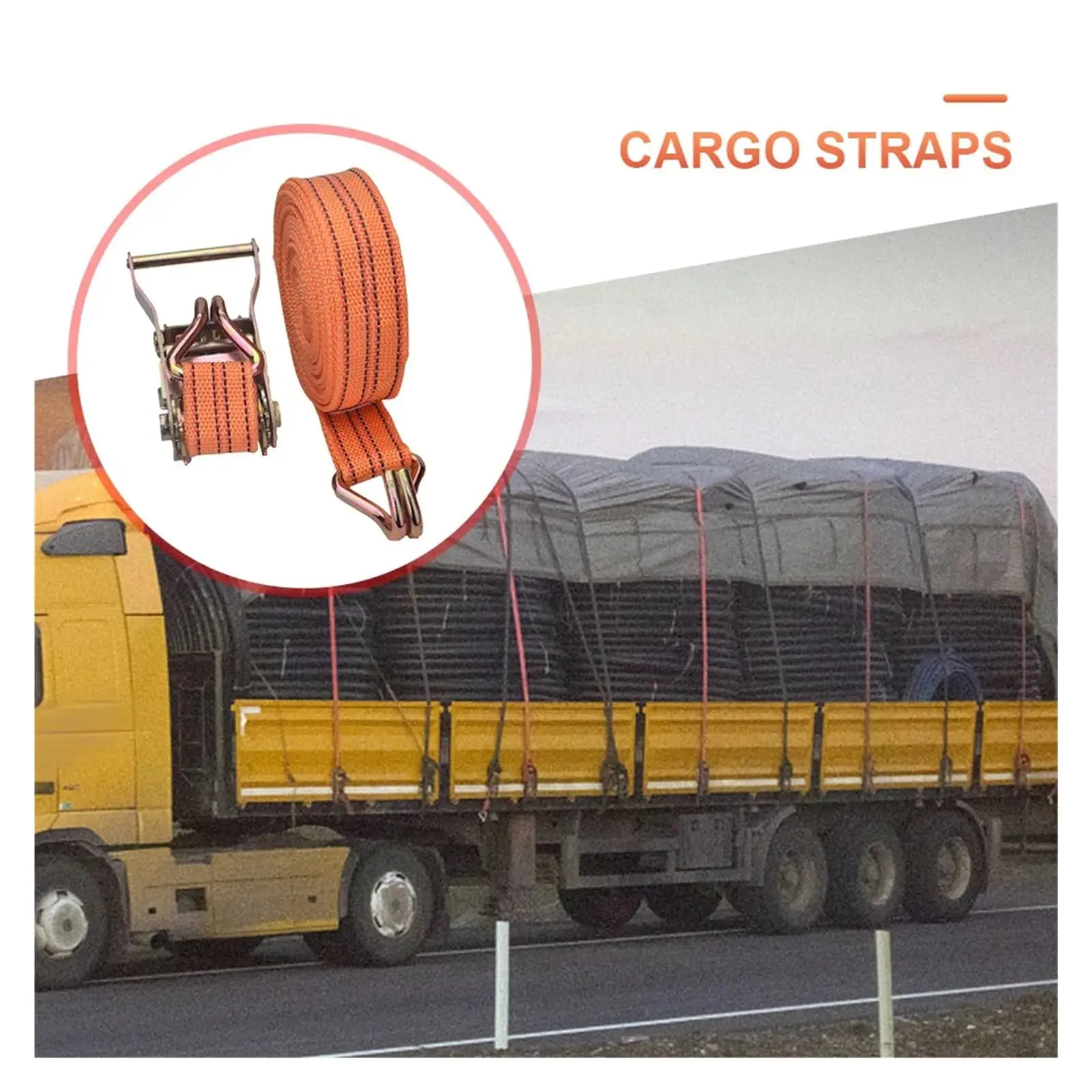 شداد ربط شاحنة السيارة شديد التحمل 50 مم - شداد حبل البضائع بطول 6 أمتار ومثبت ربط