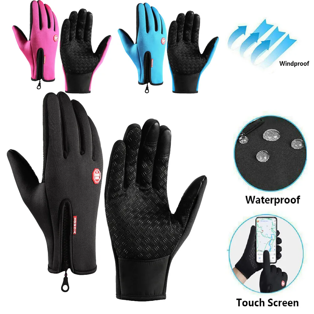 Winter Warm Cycling Gloves Bicycle Warm Touchscreen Full Finger Glove Waterproof Outdoor Bike Skiing Fishing Motorcycle Riding