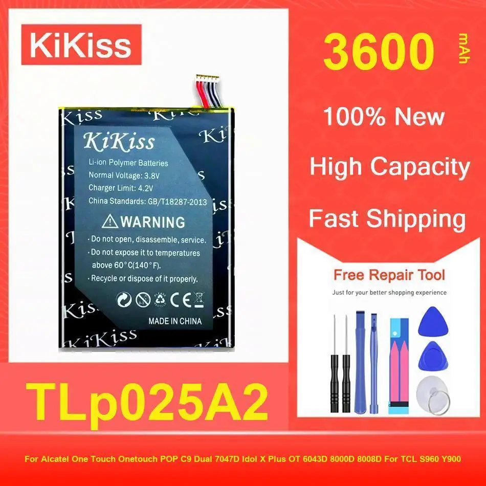 

Battery 3600Mah Tlp025a2 For Alcatel One Touch Onetouch POP C9 Dual 7047D Idol X Plus OT 6043D 8000D 8008D TCL S960 Y900