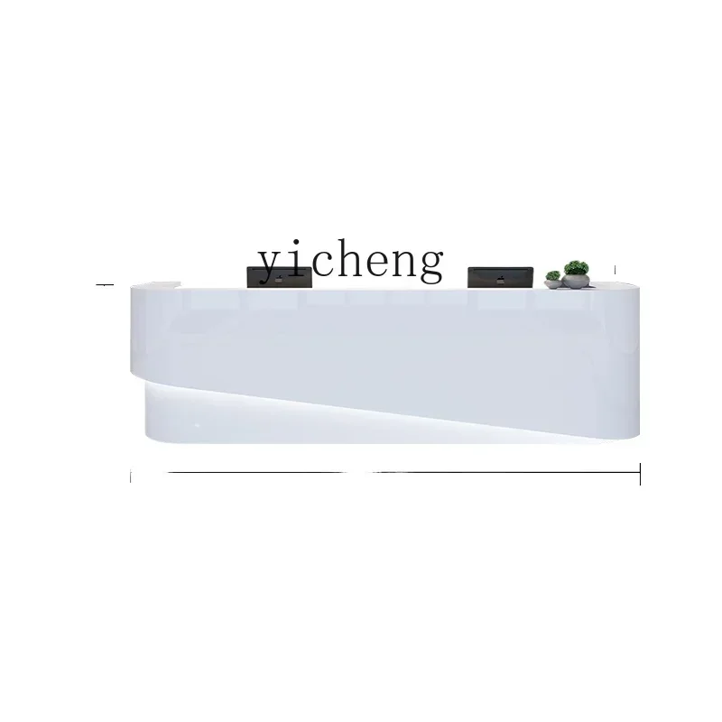 l1 white paint front desk company curved bar beauty salon checkout page early education kindergarten front desk