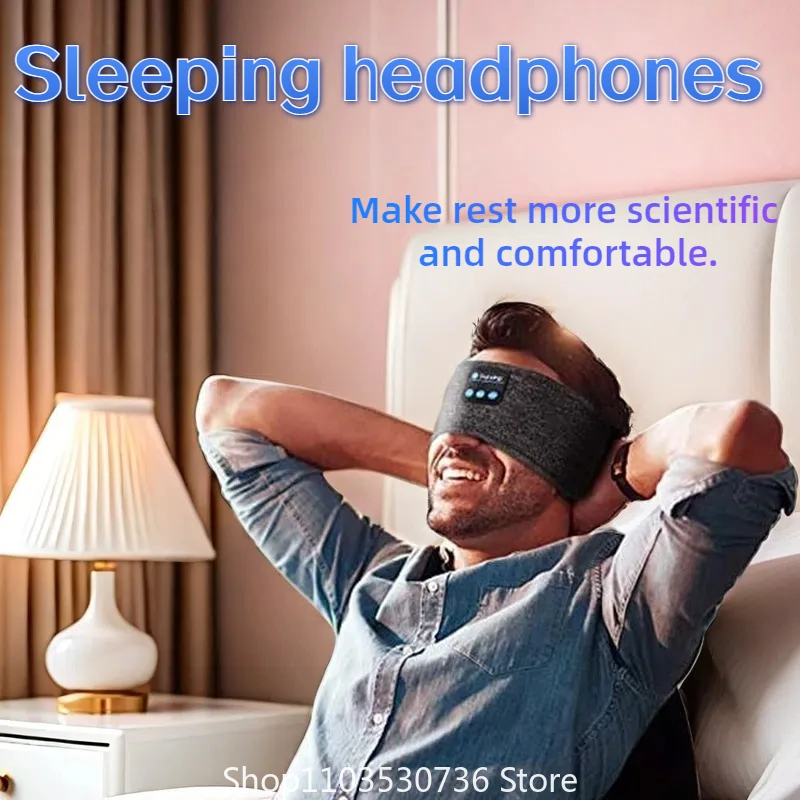 Bluetooth Sleeping Headphones Sports Headband Thin Soft Elastic Comfortable Wireless Music Earphones Eye Mask for Side Sleeper