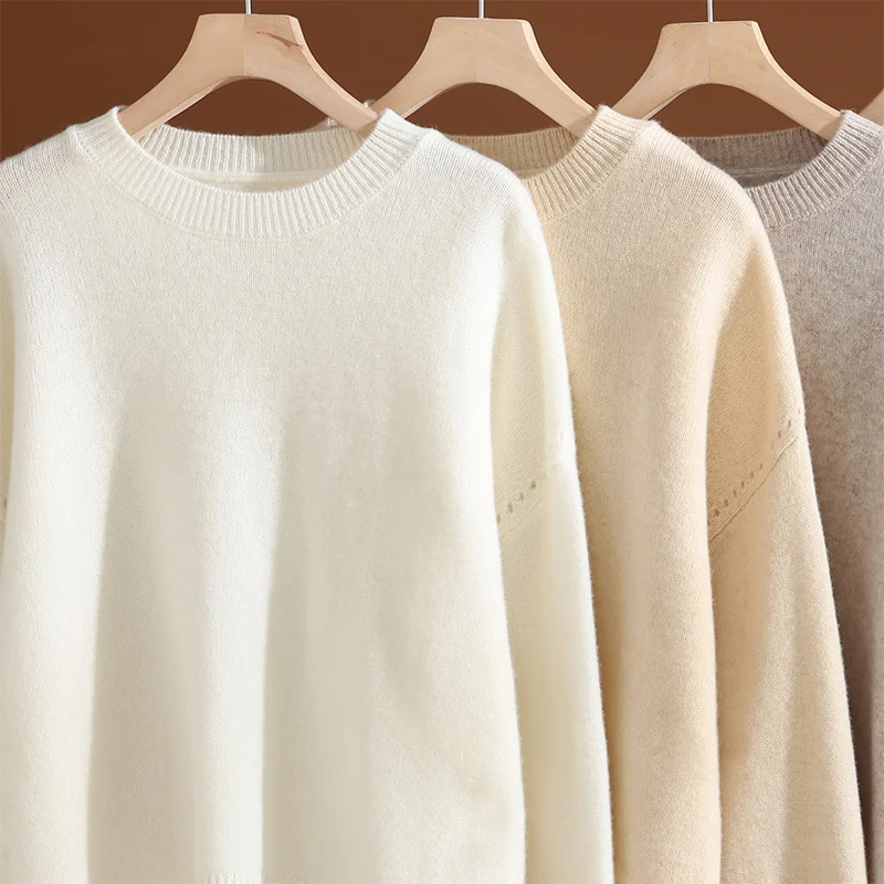 

CHICUU Autumn Winter Women's O-neck Pullover Thick Warm 100% Merino Wool Knitwear Casual Style Cashmere Sweater Knit Jumper Tops