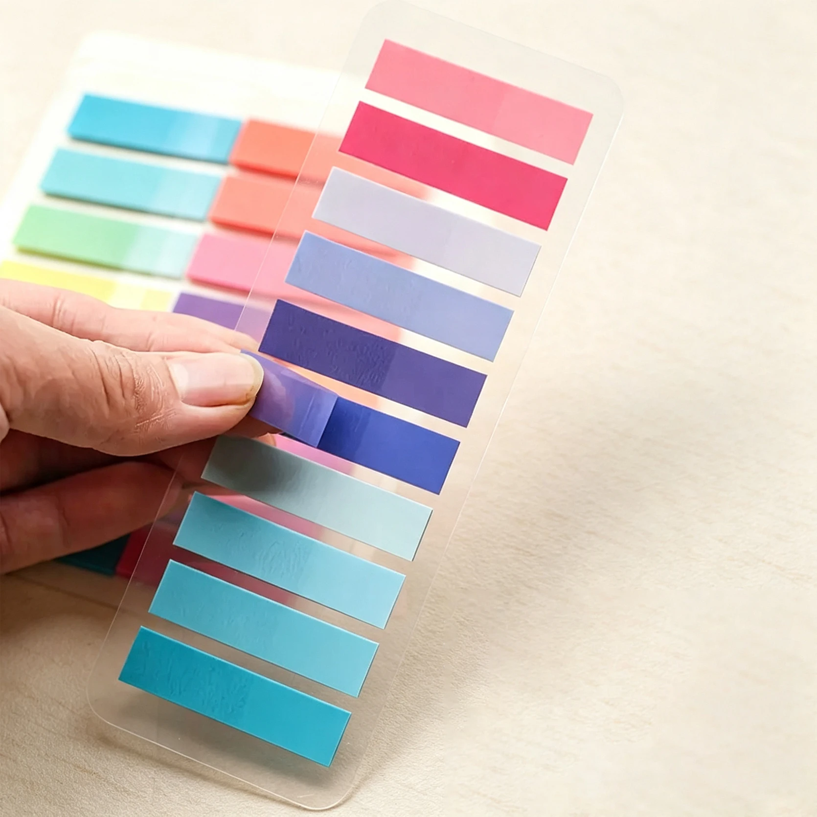800 Blatt, 4 Arten PET Transparente Haftnotizen, Index-Tabs, Bunte Memo-Fahnen, Etiketten für den Schulanfang – Detail 5