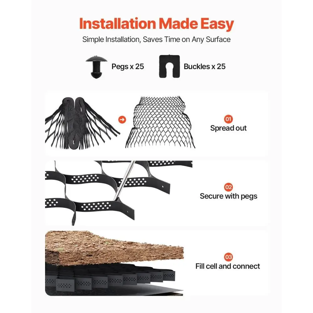 Geocell Ground Grid 2-дюймовая глубина 16,4x6,5 футов для решения для стабилизации гравия 5000x1980 мм Экологичные земляные работы