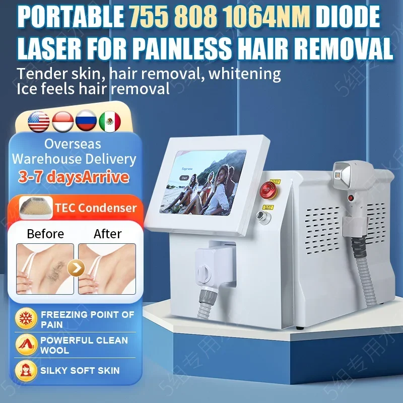 Professional Diode Triple Wavelength La-ser Hair Removal Machine 2000w High Power Painless Permanent Hair Removal Rejuvenation