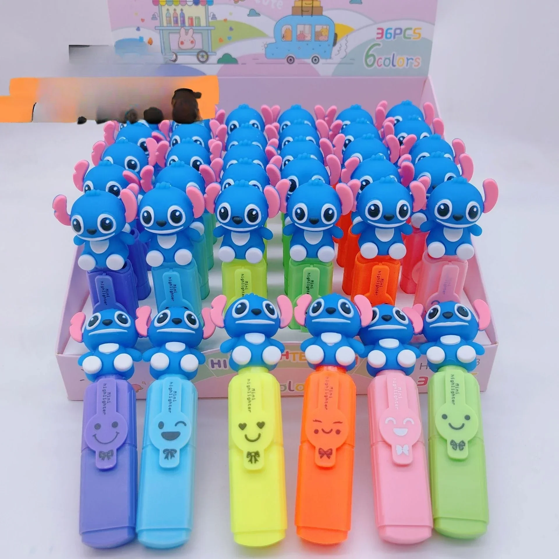 New Disney Stitch Highlighters Cartoon Cute Students Note Multi-color Pens School Supplies Stationery Kid Studying Tools Gifts