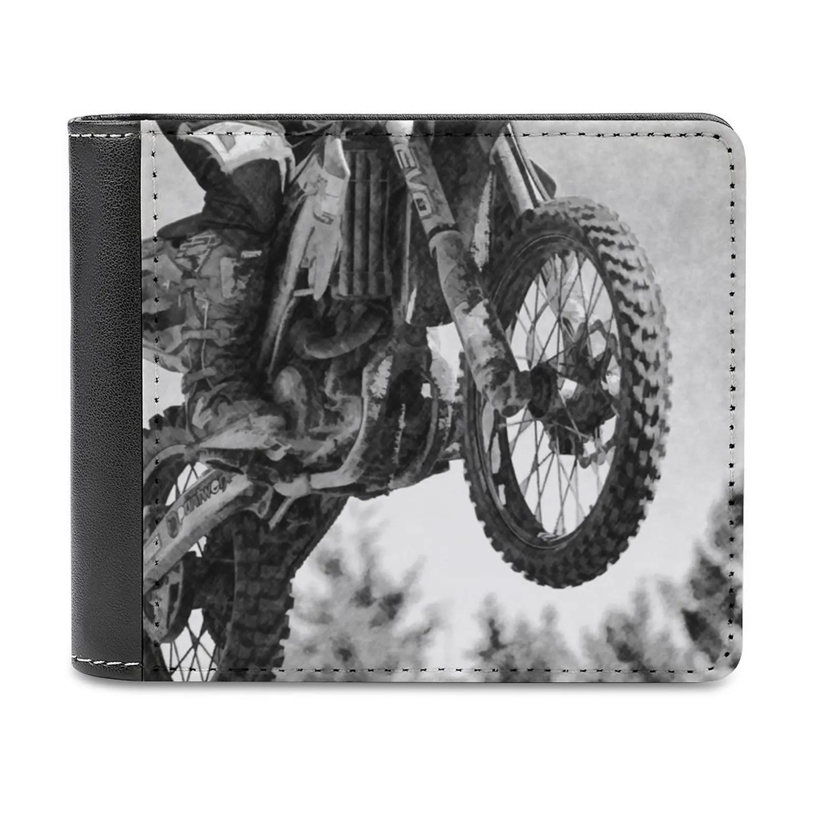 Kreeg Wat Lucht-Motocross Racer Lederen Portemonnee Heren Portemonnee Portemonnee Geld Clips Motocross Motocross Racer Motocross Rider Sport