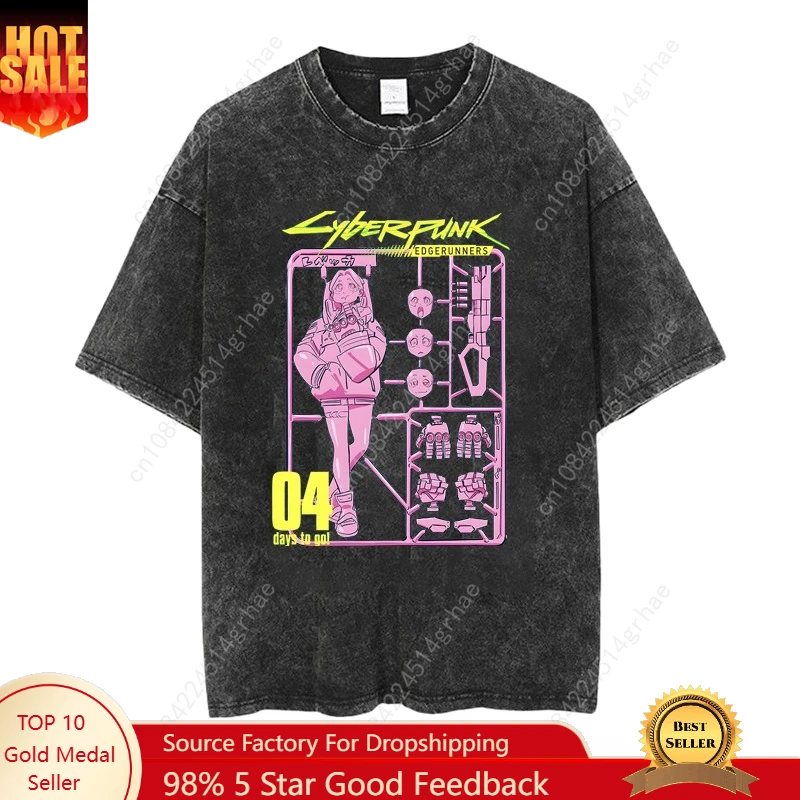 

Cartoon cute girl printed short-sleeve T-shirts for men and women high-quality washed retro crewneck casual printed T-shirts