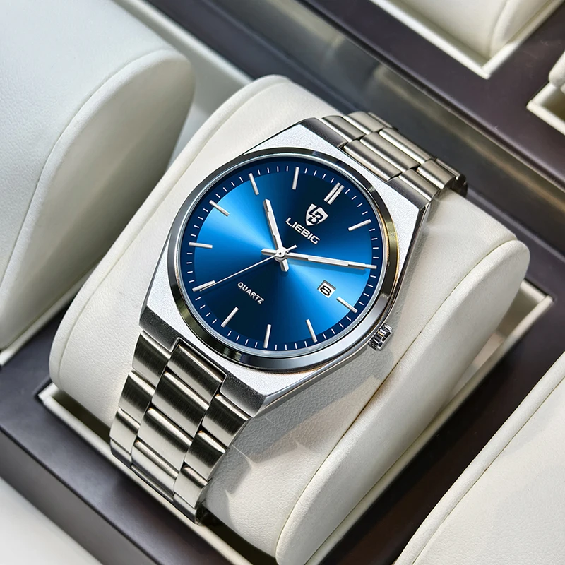 LIEBIG Simple Watch Business Waterproof Week Wristwatches Male Luxury Quartz Watches Fashion Stainless Steel Watch For Men Women