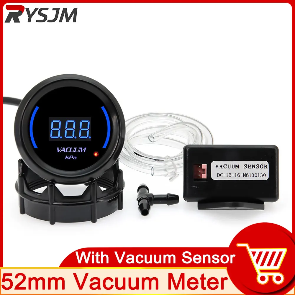 

52mm Vacuum Meter 12V Car Auto Vacuum Gauge 0- -1 Kpa Displaying Racing Car Vacuum Meter LED Blue Ambient Light customized