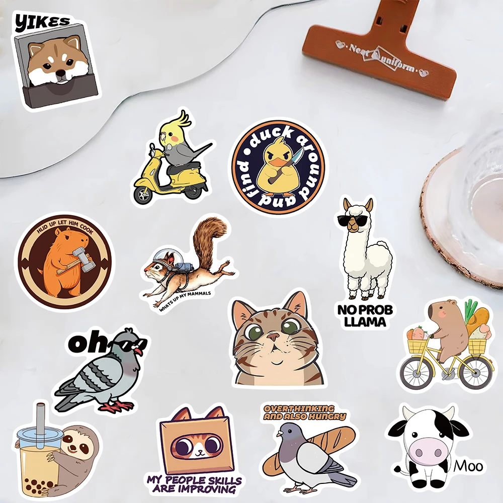 50pcs Funny Animal Sticker Laptop Scrapbooking Luggage Stationery Phone Diary  PVC Waterproof Community Dormitory Sticker