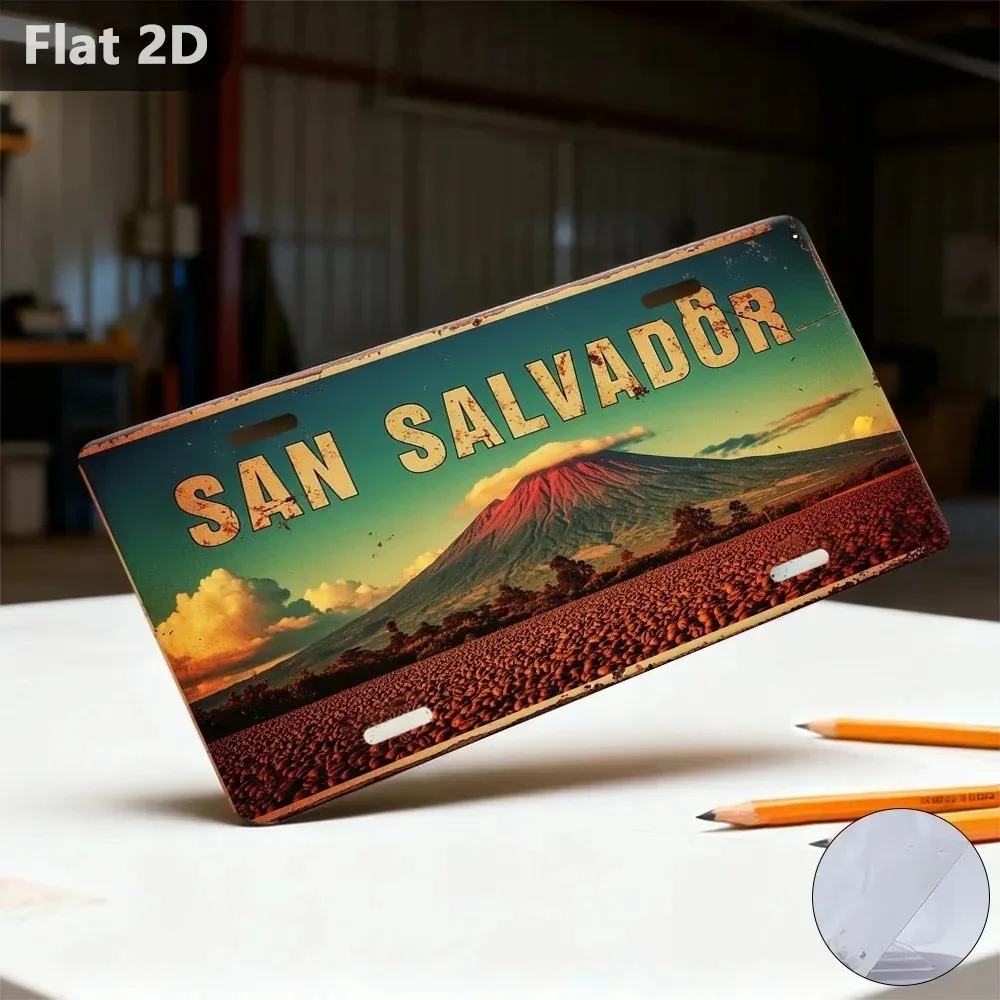 [2D Flat] 1pc Custom San Salvador Volcano City Metal Sign 12"x5.9", Travel Souvenir Wall Decor Gift for Cafe Garage Garden, Deco view 2
