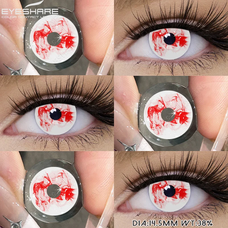 EYESHARE 1 Paar Halloween-Cosplay-Kontaktlinsen, rote Anime-Linsen, weiße Kontaktlinsen, schwarze Linsen, verrückte Augenlinsen, für die jährliche Anwendung – Detail 14