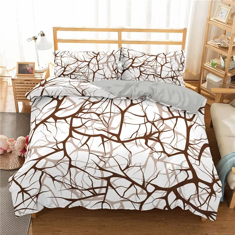 

Tree Branches Duvet Cover Botanical Leaves Print Bedding Set Polyester Nature Tree Comforter Cover Queen Full For Kids Adults
