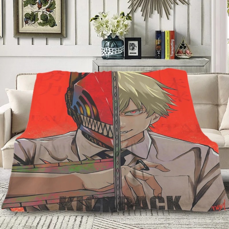 Winter Blanket T-Chainsaw Mans Fluffy Soft Blankets Microfiber Bedding King Size Blankets Warm Sofa Knee Fleece Custom Anime