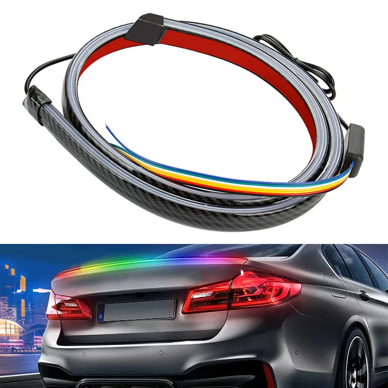 NEW 49'' RGB LED Tail Brake Light Strip Rear Wing Spoiler Lip Trim for Car SUV Trunk Pickup Off-Road