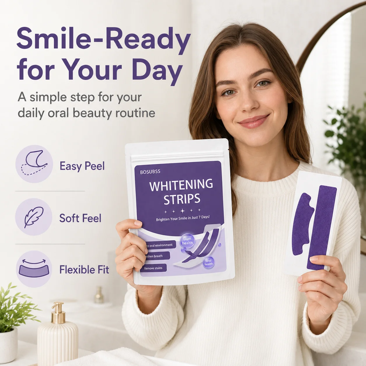 1Pairs Oral Beauty Strips Daily Smile Patches Easy To Use Smile Care Strips For Home Beauty Routine