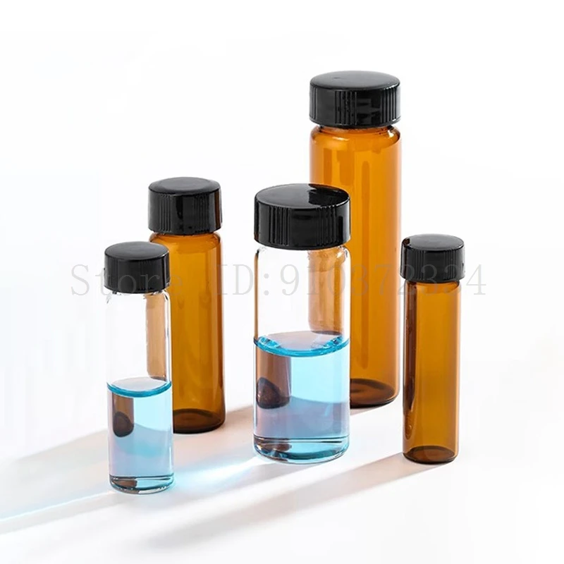 30pcs/lot 3ml-50ml Clear Brown Glass Screw-top Sample Bottle with Leak Proof PE Inner Pad