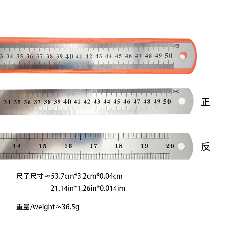 

5pcs Double Sided Scale Steel Rule 50Cm/20 Inch Stainless Measuring Tool For Engineering Woodworking Cnc