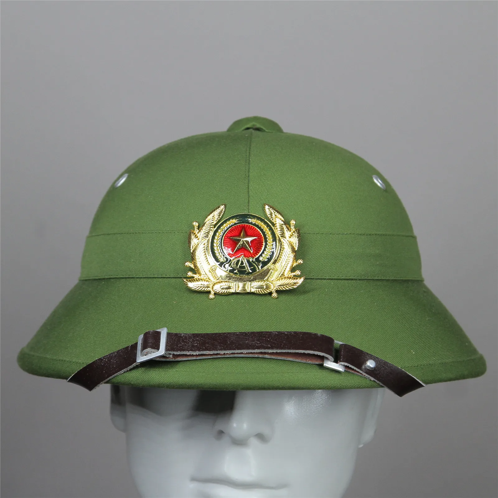 Original Officially Vietnam Pith Helmet Military Surplus Bộ Công an mũ cói Outdoor Light Weight Sun Hat