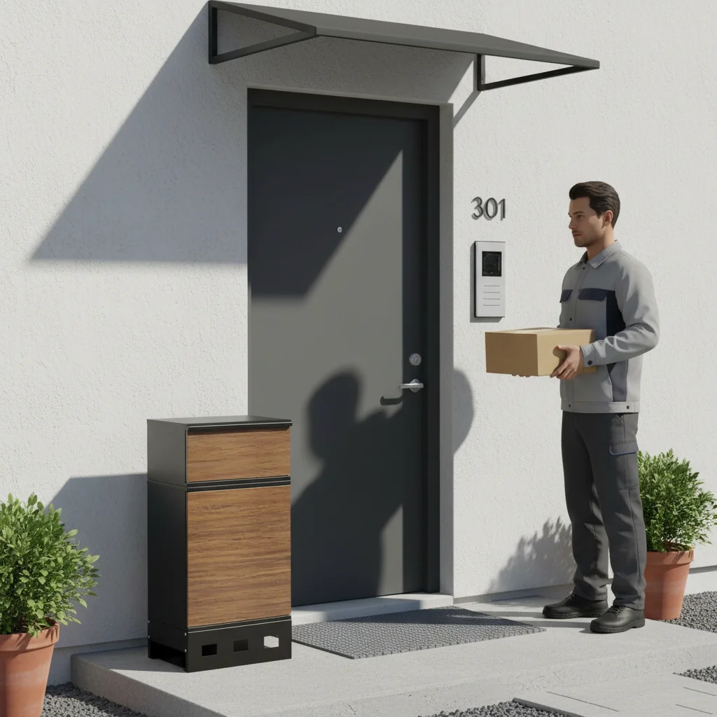 

Уличный всепогодный металлический почтовый ящик-посылоприемник, отдельно стоящий, запираемый, с защитой от краж, с порошковым покрытием, для использования у ворот