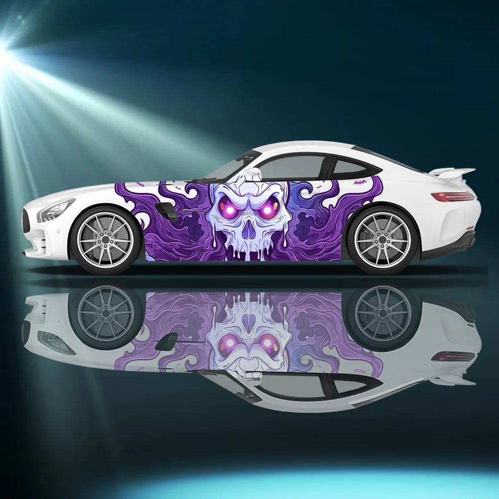Purple Evil Devil Mask Splash Car Side Sticker Decor,PVC Waterproof Scratch Resistant Decal,Car Protection,Auto Accessories Gift