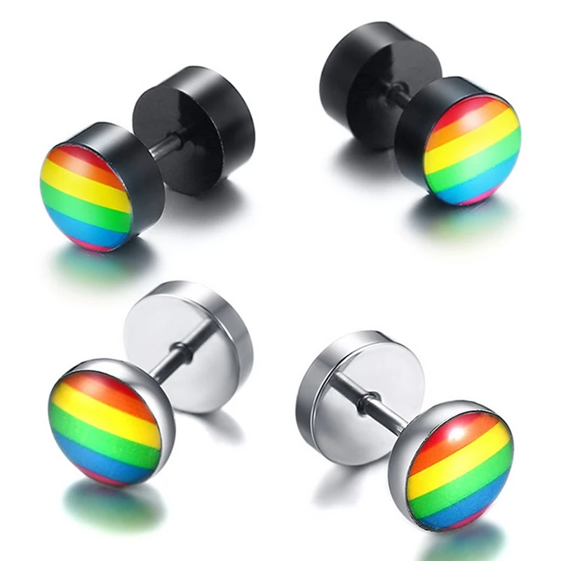 Gay Pride Rainbow Flag Earrings for Women and Men Lesbian Gay Ear Stud Earrings Titanium Steel Male Female Jewelry Gift