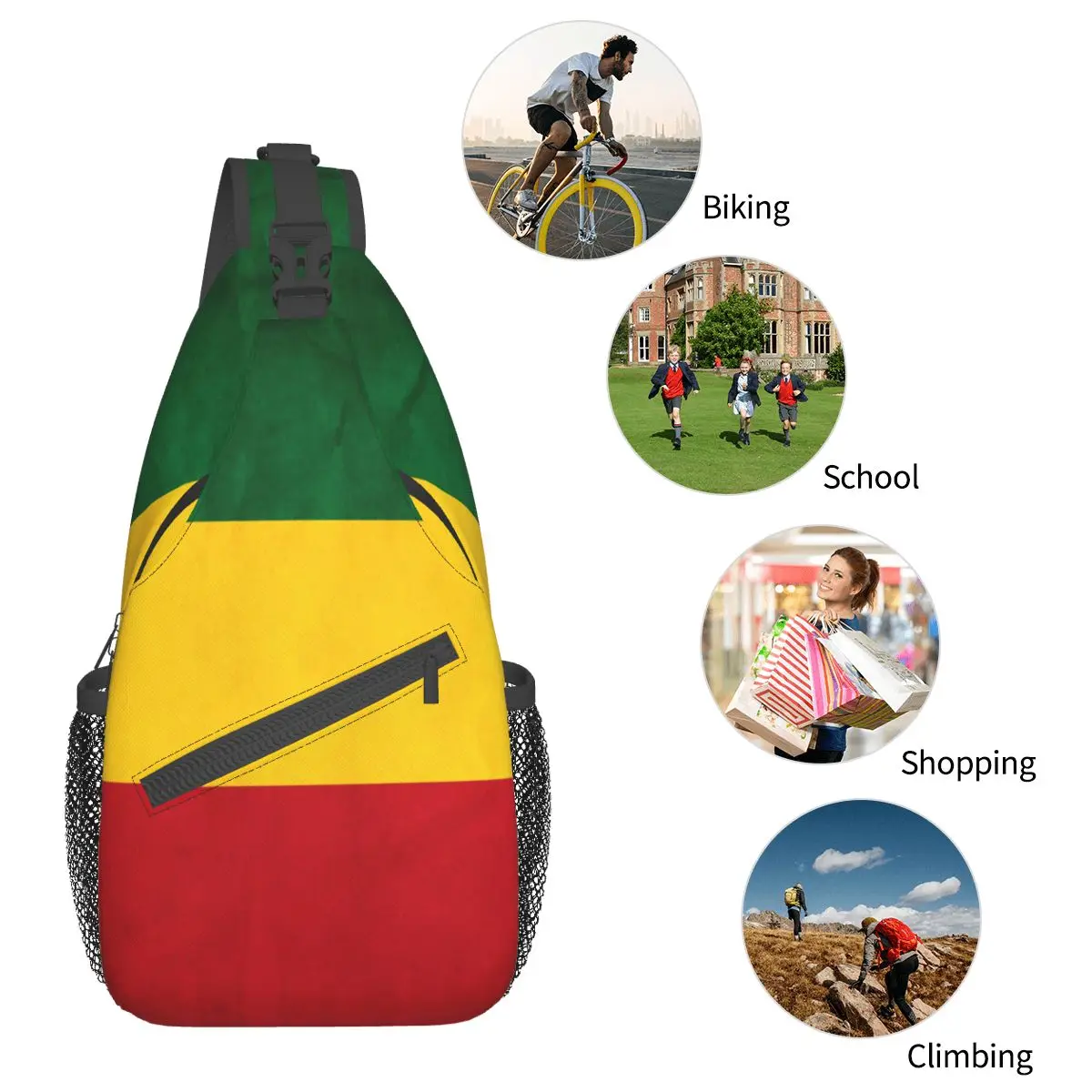 Judah Flag Rasta Small Sling Bags Chest Crossbody Shoulder Backpack Travel Hiking Daypacks Fashion Bookbag