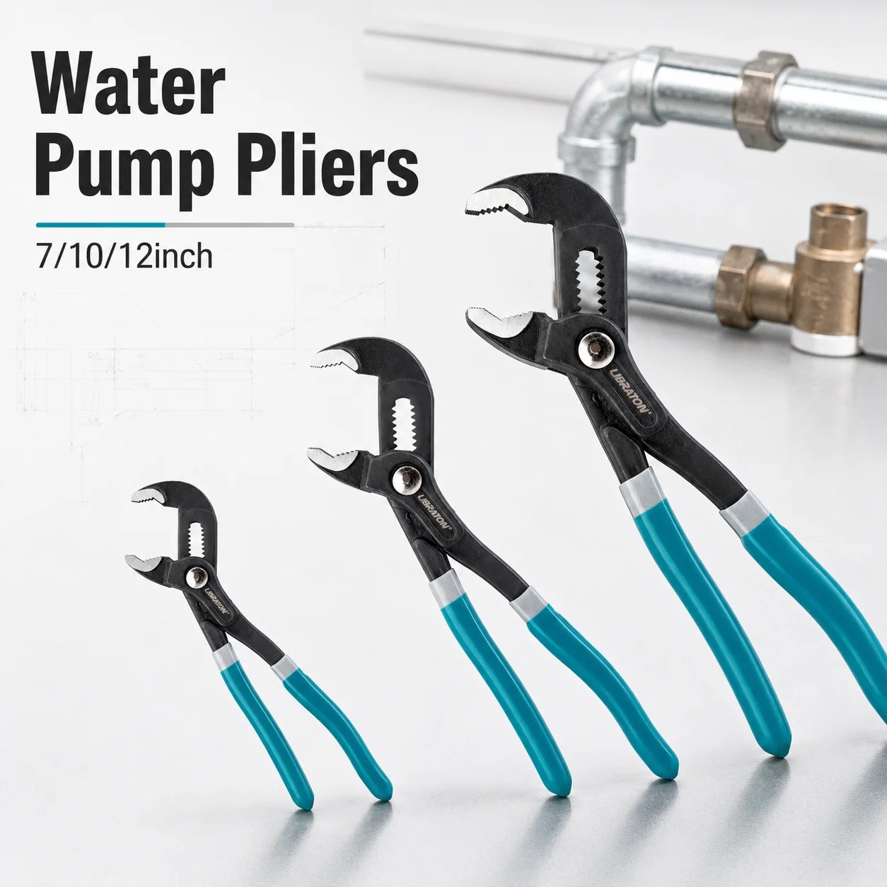 7/10/12Inch Adjustable Water Pump Pliers Set for Pipe Repair/Installation Universal Large Open Pipe Pliers Chrome Vanadium Steel