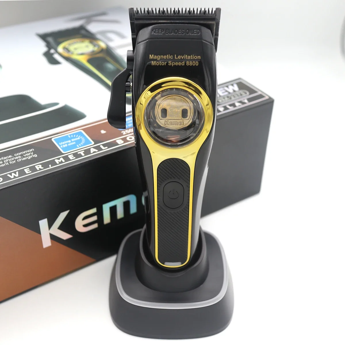 Kemei 2373 máquina de cortar cabelo elétrica profissional sem fio ajustável conjunto barbeiro molhado seco aparador cabelo para máquina corte cabelo masculino