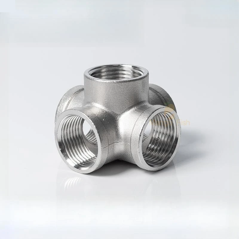 DN8/10/DN15/20/DN25 BSPT 304 Stainless Steel Female Threaded Stereoscopic 5 Way Pipe Fitting 1/4
