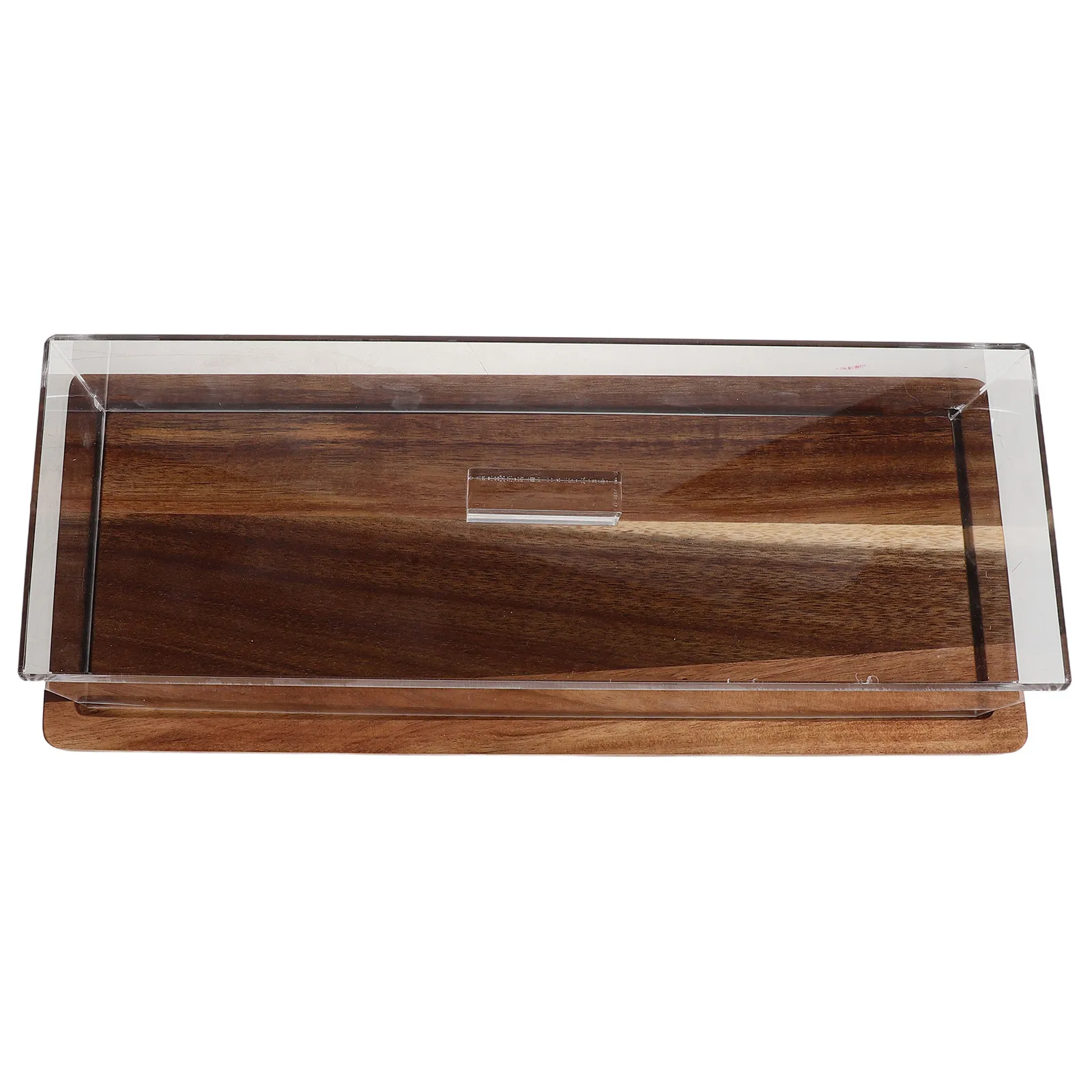 Rectangular Cake Display Stand Acrylic Dome Cover Wood Charcuterie Board Tray Loaf Cakes Pastries Bread Dessert Showcase Table
