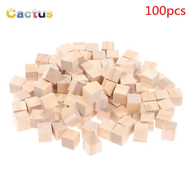 

100pcs Unfinished Blank Mini DIY Wooden Square Blocks 1cm Wood Solid Cubes for Woodwork Craft Kids Toy Puzzle Making Material