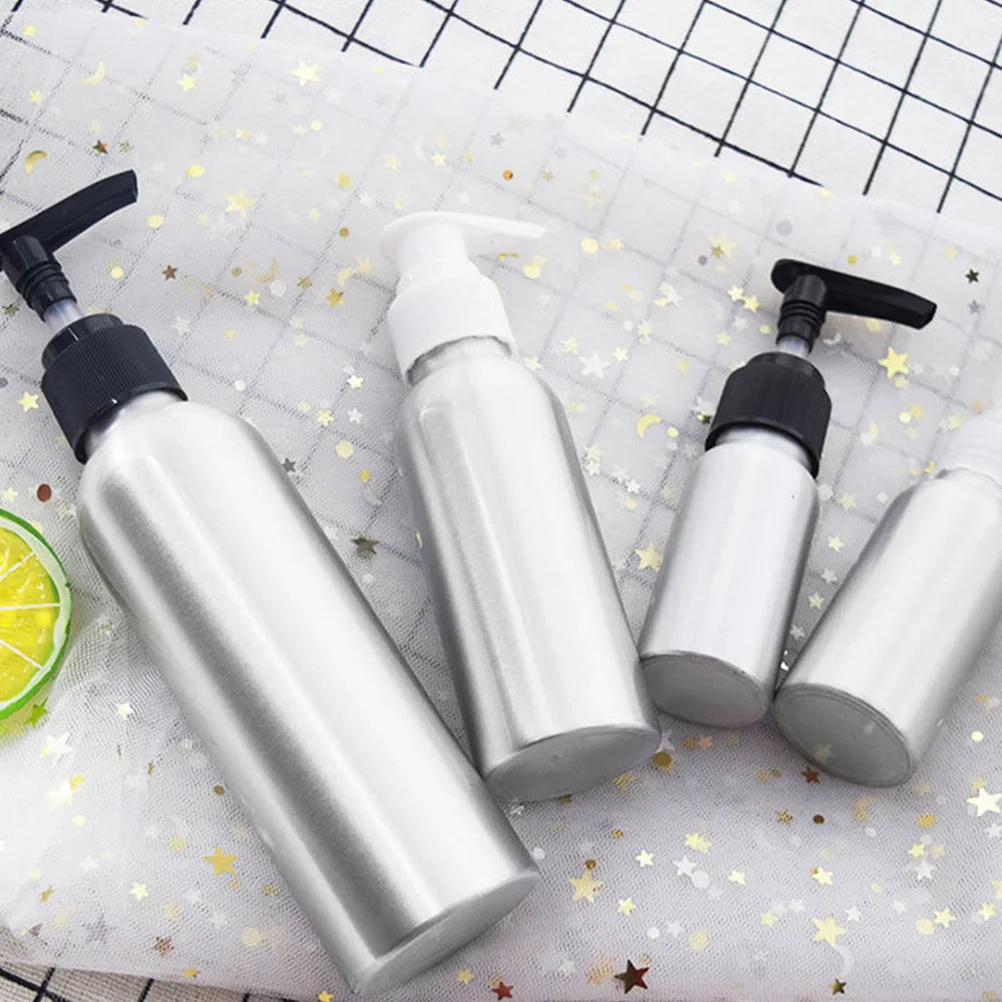 

4Pcs Spiral Aluminum Shampoo Bottle Refillable Shower Shower Lotion Press Dispenser Sub Bottles Eco Friendly Practical