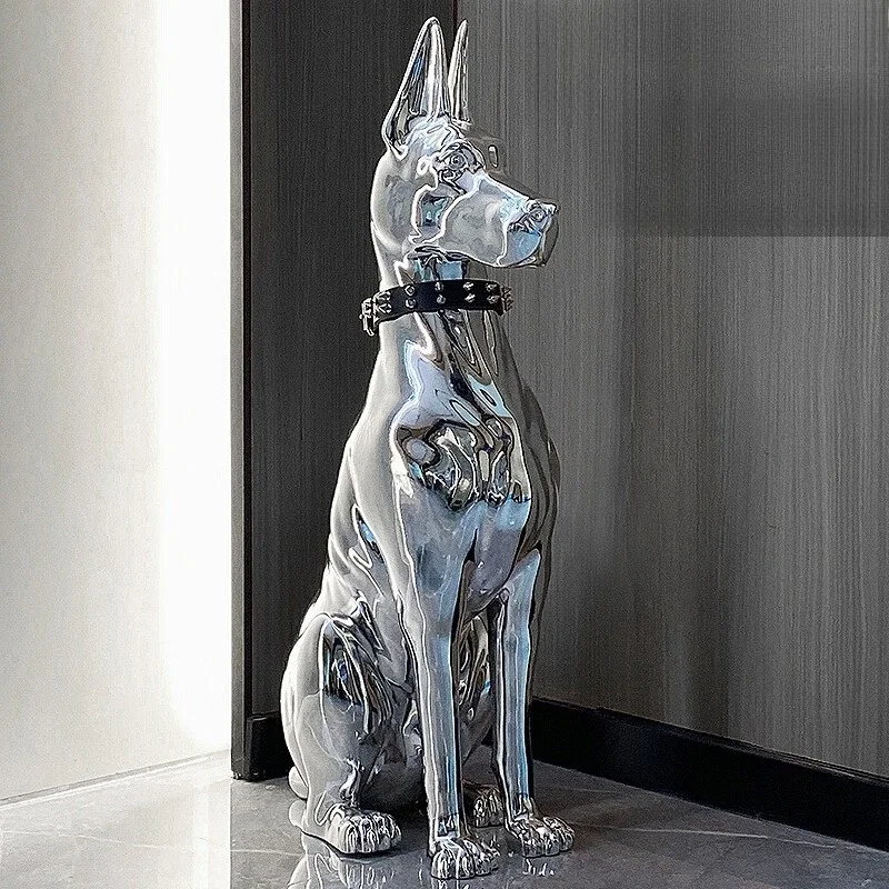 Electroplated dog ornament light luxury high-end large floor sculpture modern, decorative living room home accessories
