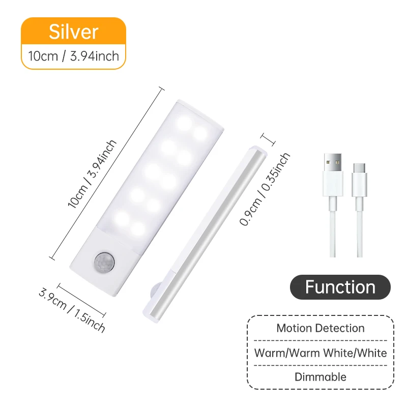 Bewegingssensor Licht Draadloos Led Nachtlampje Usb Oplaadbare Nachtlampkast Kastlamp Onder Achtergrondverlichting Voor Keuken Led