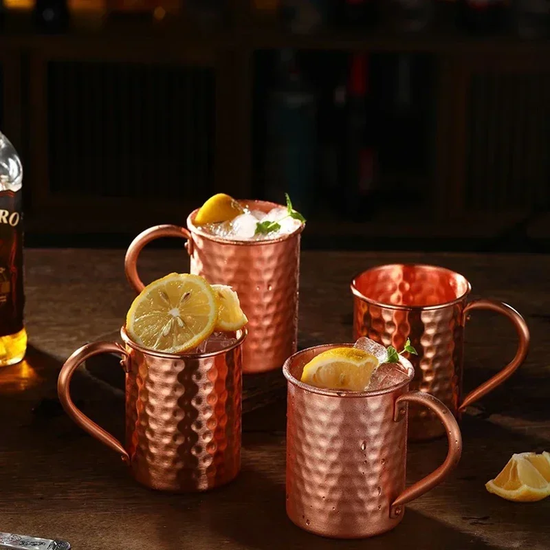 100% Copper Moscow Mule Mug 1/2/3/4PCS Durable Coppery Beer Mugs Coffee Mug Milk Cup Pure Copper Bar Cup