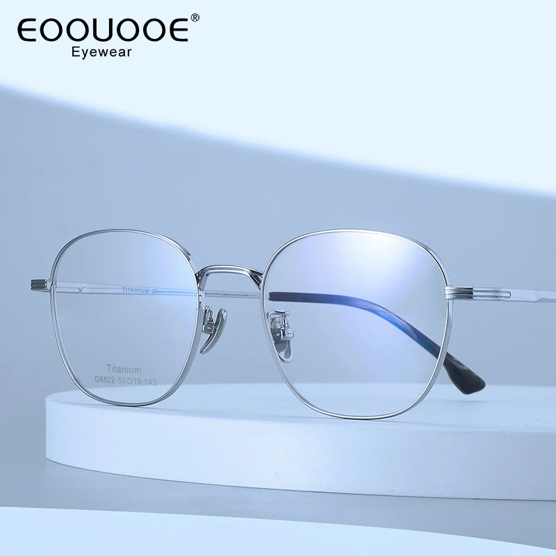 

Eoouooe Round Retro Optics Glasses Myopia For Wome Men Prue Titanium Anti-Reflection Prescription Lenses Eyglasses