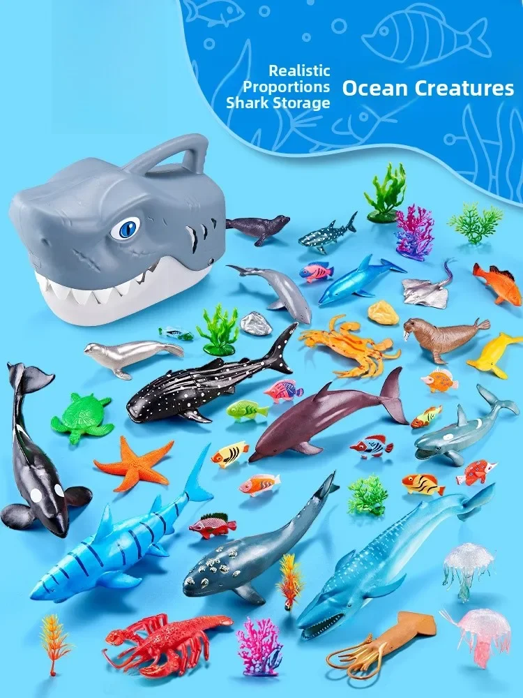 Realistic Marine Animal Toy Models Great Shark Head Underwater World Turtle Fish Whale Children Boys Playtime Educational Toys