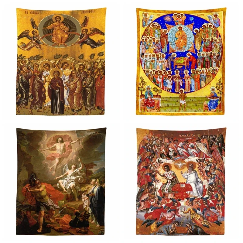 Tapisserie du Christ Ascensionné au Ciel, Parable du Grand Lavoisier, Tenue de la Reine Tous les Saints Orthodoxe, Résistance de Jésus, Décoration Murale par Ho Me CAN i