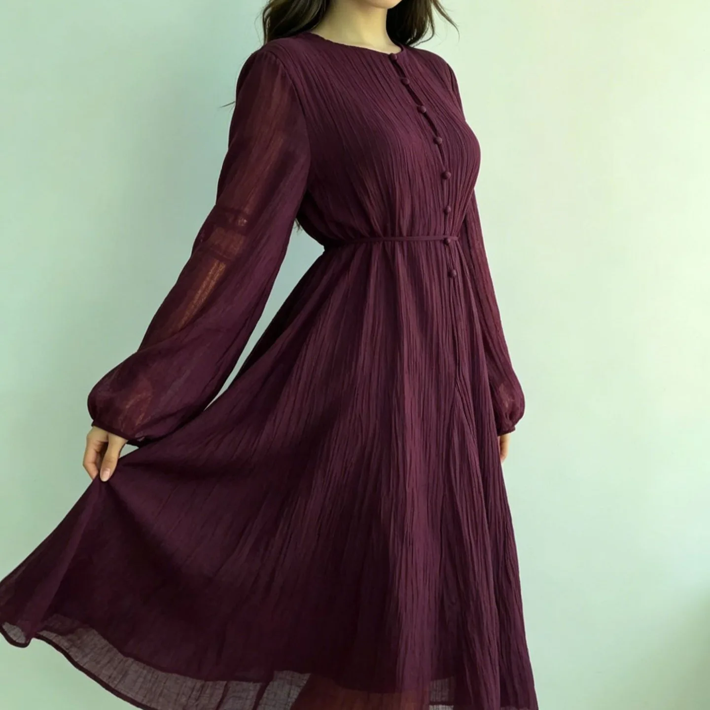 

Luxury Micro-transparent Lace-up Spring Light Waist Swinging Dress Skirt