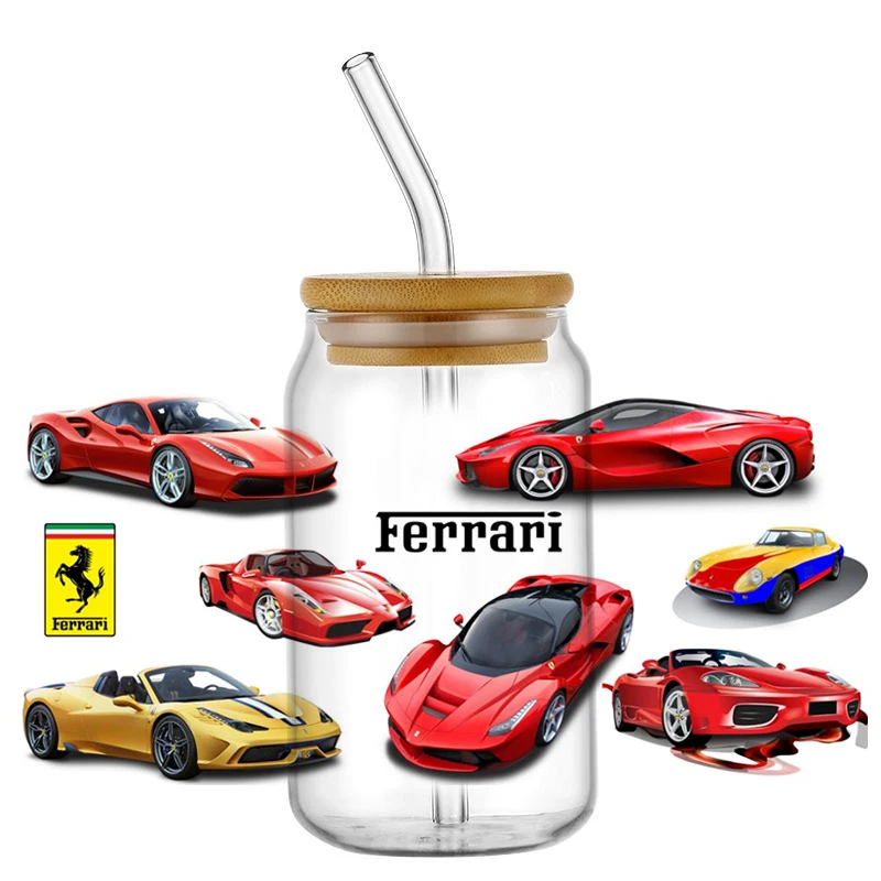 Dream Supercar 16OZ UV DTF Cup Wraps Transfer Sticker For Glass Libbey Can Bottle Self Adhesive Washable DIY Custom