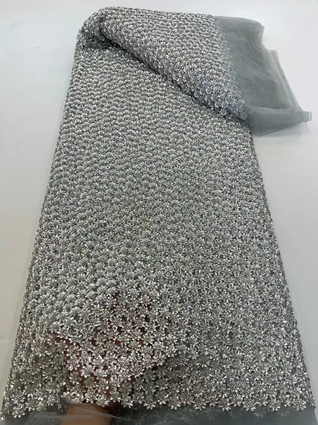 Rede de tule francês renda com miçangas e lantejoulas africano nigeriano material de renda pérola para costura festa de casamento tecidos de renda costura