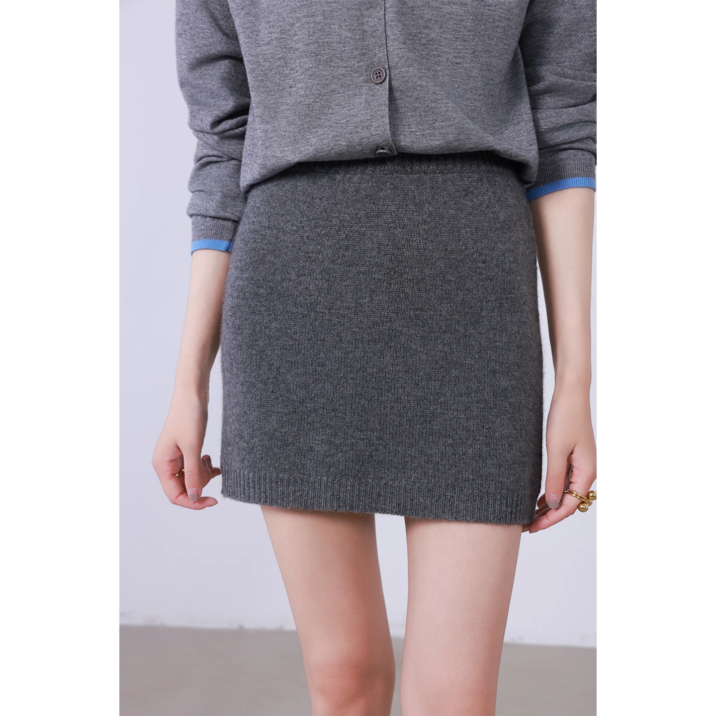 Versatile Youthful Mini Skirt 100% Cashmere Women Trendy Lady Bodycon Midi Skirt Autumn Winter Fashion Casual Knitted Bottoms