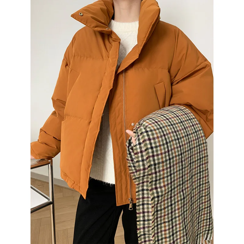 Piumini da donna solido Casual pendolare in cotone collo alto cappotto cerniera giacche corte 2022 moda invernale capispalla Office Lady