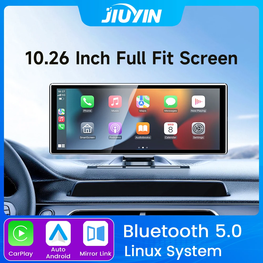 JIUYIN 10.26 inch Universal Car Radio Multimedia Navigation Wireless CarPlay Apple Android Auto Mirror Music Player